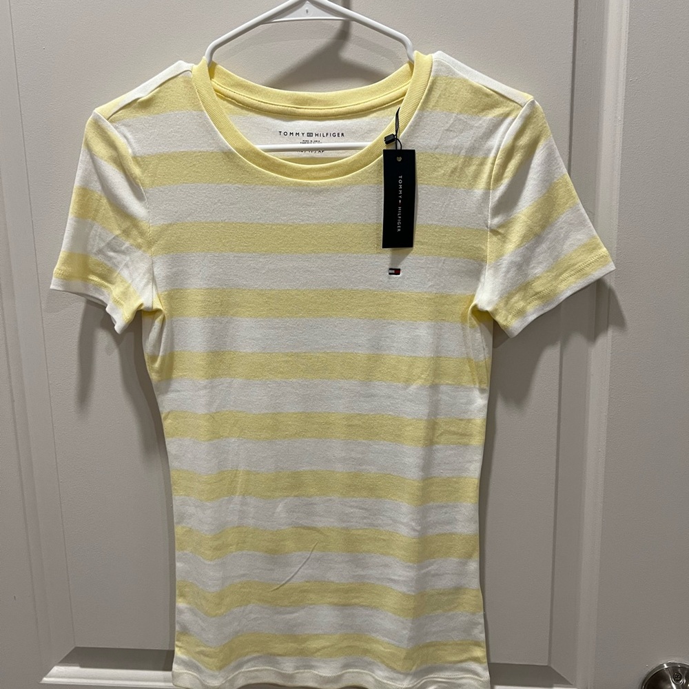 Tommy Hilfiger Yellow and White Striped Women’s  Shirt